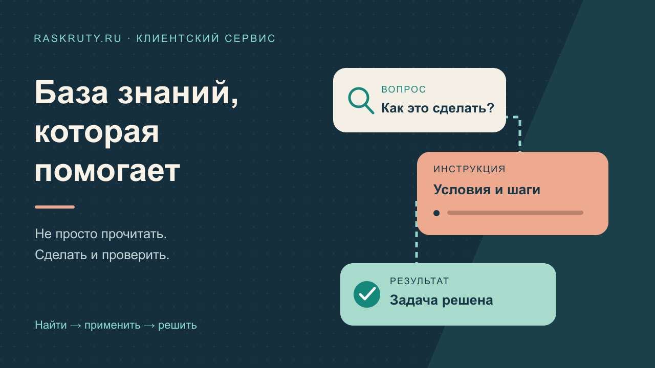 Маршрут клиента от вопроса через понятную инструкцию к решенной задаче