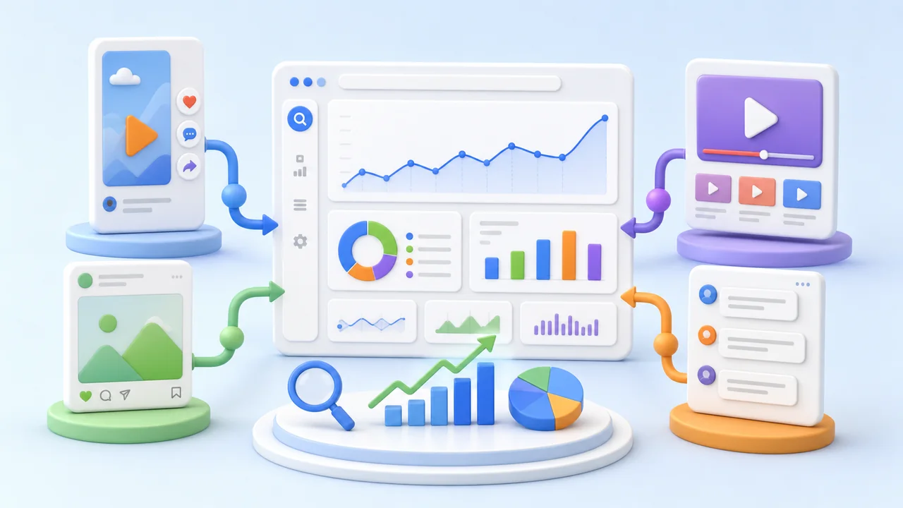 Единая схема анализа Instagram, TikTok, X и YouTube в Google Search Console